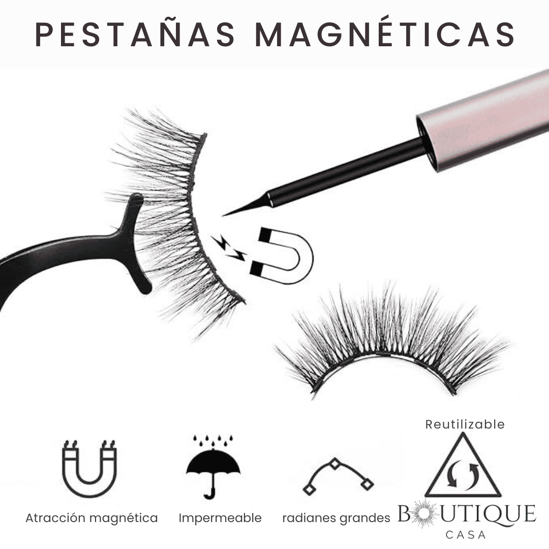 Kit Pestañas Magnéticas Reutilizables x3 + Delineador + Aplicador | MagnaLash™